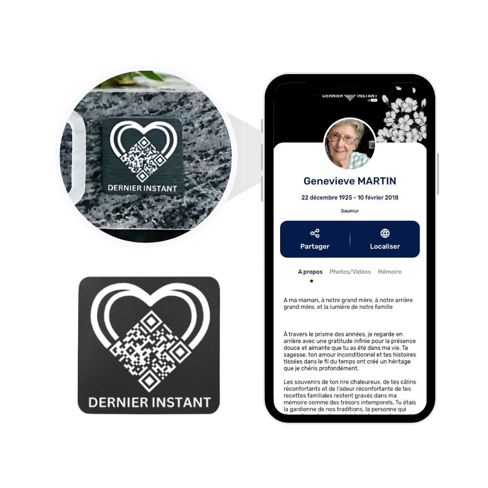 Plaque Commémorative avec QR Code  - Dernier Instant