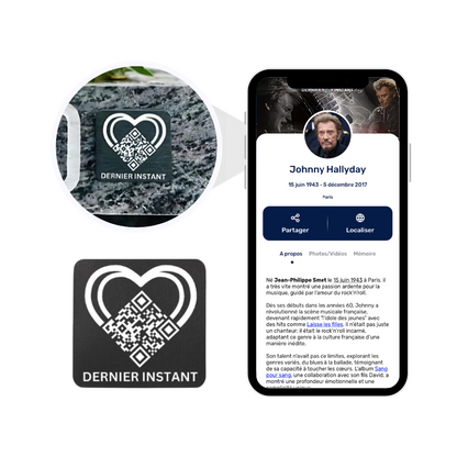 Plaque Commémorative avec QR Code  - Dernier Instant